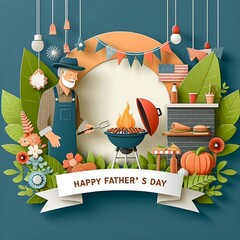 Wall Mural - BBQ celebration template for Father's Day event vector illustration with space banner m poster Father's Day post , Independence Day poster created with generative ai	