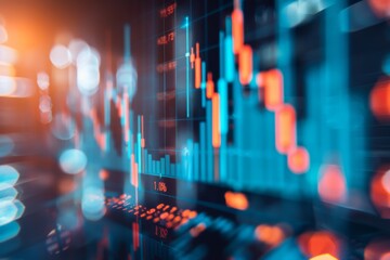 Poster - Technological display of stock market quotes with graphs, reflecting financial trading and investment