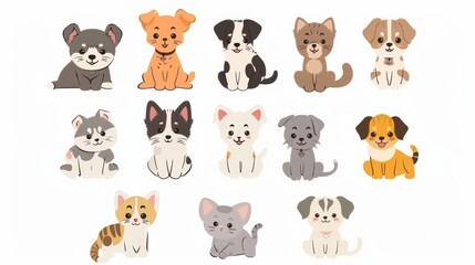 Canvas Print - Vector illustration collection of cute dog