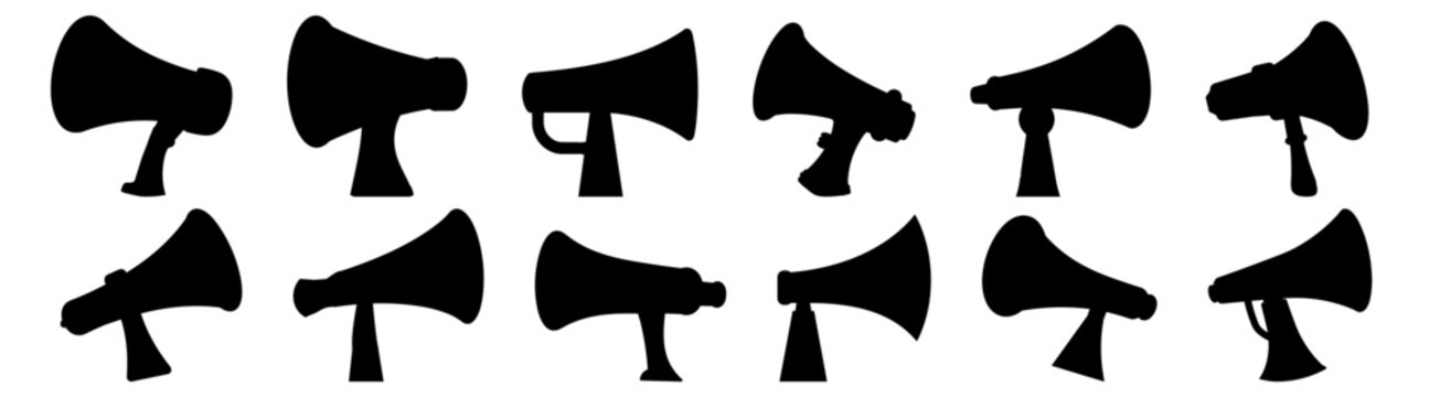 Megaphone silhouette set vector design big pack of illustration and icon