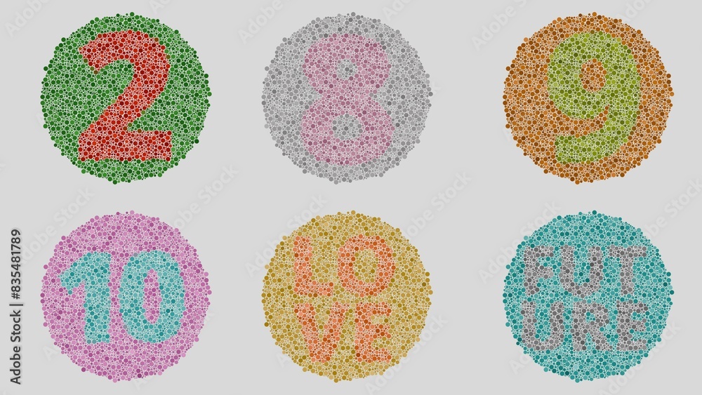 Color blindness science test wallpaper. Patterns of different words and ...