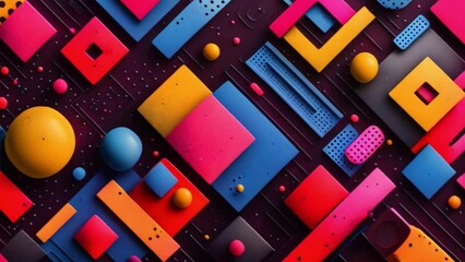 Poster - Various shapes of different sizes and colors create a vibrant and abstract background.