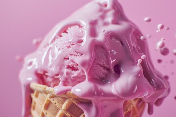 Wall Mural - Pink Ice Cream Cone with Sprinkles