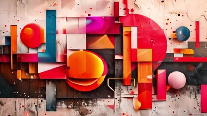 Poster - A vibrant and intricate painting featuring a colorful design adorning a wall, adding a lively pop of color to the space.