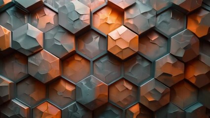 Poster - Detailed view of a wall constructed using hexagon-shaped elements, showcasing geometric patterns and precision in construction.