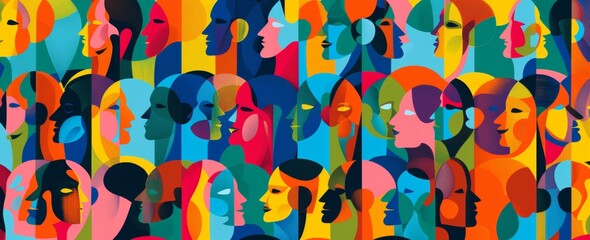 Imaginative illustration of overlapping head profiles in extra-wide people