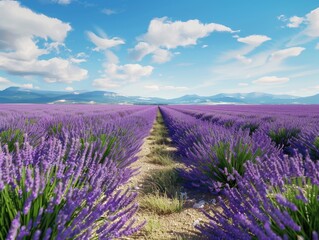 Wall Mural - Purple flowers with mountains