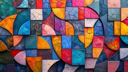 Poster - A dynamic abstract painting featuring a variety of vivid shapes and colors in a harmonious composition.