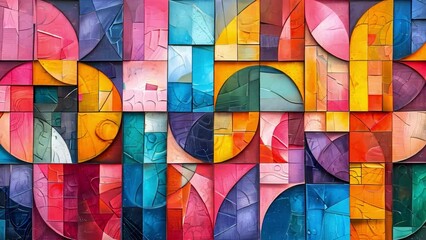 Poster - Vibrant abstract artwork featuring a multitude of circles and lines in various colors intertwining on a canvas.