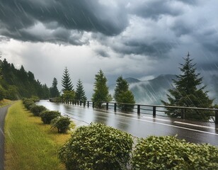 Wall Mural - rainy cloudy weather outside.