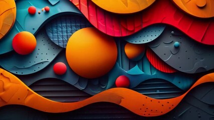 Poster - A dynamic abstract painting showcasing striking orange and blue hues bursting with energy and movement.