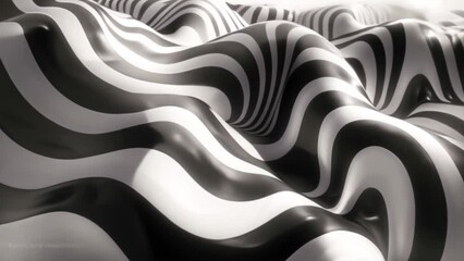 Poster - Black and white abstract artwork featuring intricate wavy lines creating a visually dynamic composition.