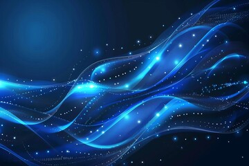 Wall Mural - futuristic technology abstract background glowing blue digital lines and curves vector illustration