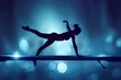 © Lucija - graceful silhouette of gymnast performing routine on balance beam artistic gymnastics vector illustration