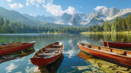 Sticker - Boats on Lake Surface