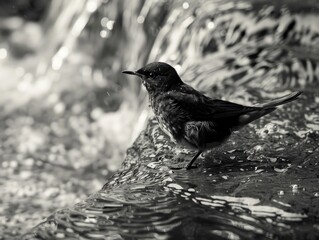 small black and white bird