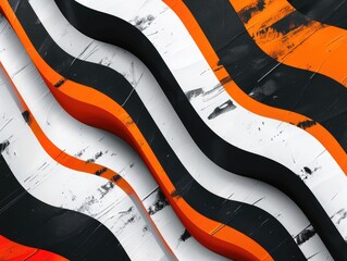 Wall Mural - Orange and Black Striped Wall