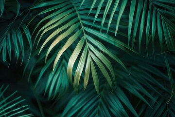 Wall Mural - Green palm leaf close-up