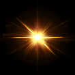 © Zoran Karapancev - Beautiful optical golden lens flare burst isolated on a black background