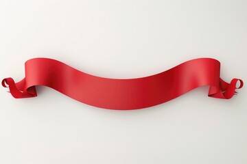 Wall Mural - Red Ribbon on White Background