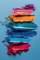 Canvas Print - Rainbow Paint on Blue Surface