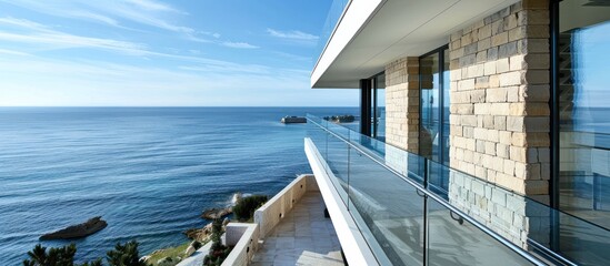 A beautiful view of the ocean from a high balcony