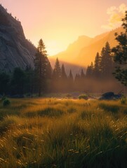 Wall Mural - Mountain Valley Sunset