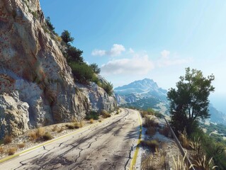 Poster - Mountainous landscape from a winding road