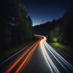 Wall Mural - lights of cars with dark nightlights night