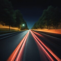 Wall Mural - road in night city, highway, long exposure