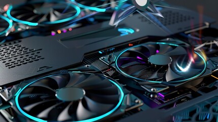Poster - Close-up of a gaming laptopâ€™s cooling system at work, fans spinning, maintaining optimal performance. 