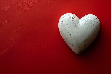 A white heart on a red background