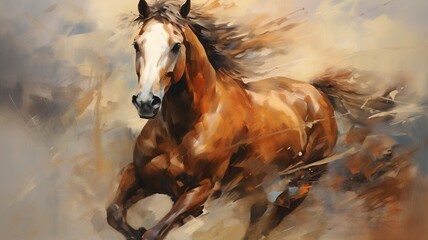  stylized oil painting of a horse , generative ai
