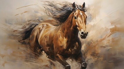  stylized oil painting of a horse , generative ai