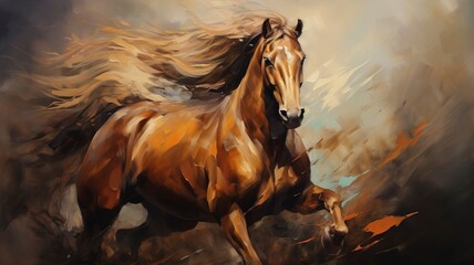  stylized oil painting of a horse , generative ai