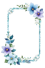 Wall Mural - Blue Flower Border Frame Transparent Background