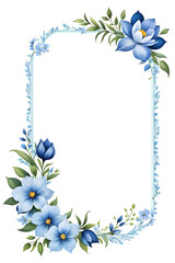 Wall Mural - Blue Flower Border Frame Transparent Background