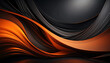 © Bill - Black and orange abstract background with a curved design, illustration.