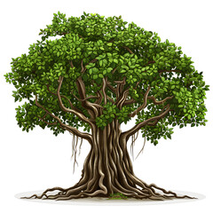 vector illustration of a banyan tree on a white background. suitable for crafting and digital design