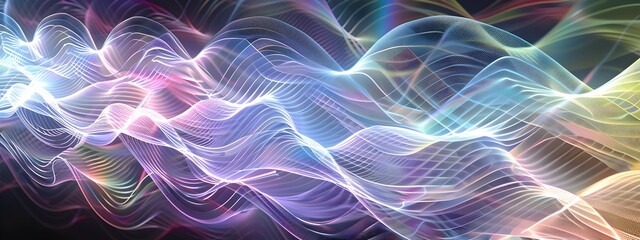 Poster - Captivating Spectrum of Light Waves   Vibrant Digital Abstract Art
