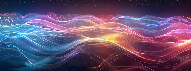Aufkleber - Captivating Waves of Colorful Light Flowing Through the Digital Realm