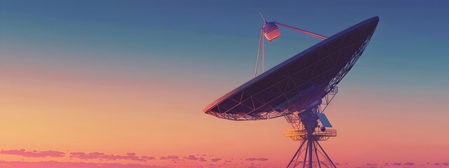 Poster - Satellite Dish Receiving Signals at Various Frequencies in the Sky