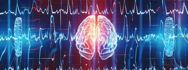 Poster - Vibrant of Brain Waves Showcasing Electroencephalogram Activity and Neural Patterns