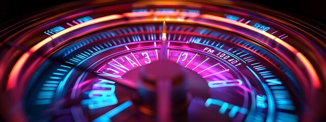 Poster - Frequency Modulation FM Radio Tuner Dial Displaying Different Radio Frequencies