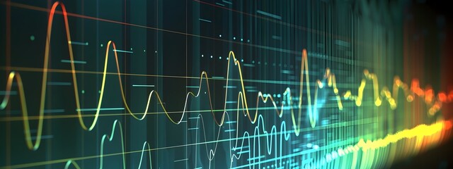 Poster - Electrical Signal Frequency Graph Displaying Data Analytics and Finance Concept