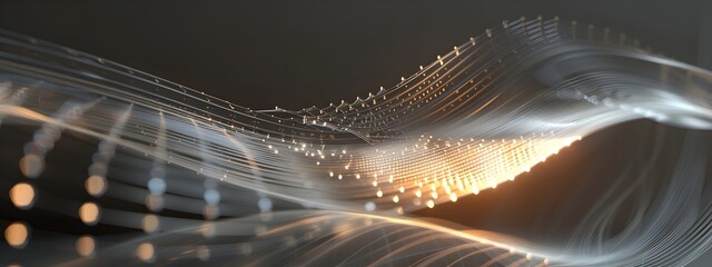 Poster - Vibrating String Instrument Rendering Producing Musical Notes and Waves
