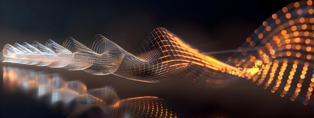 Poster - Vibrant String Instrument Producing Harmonious Waves of Sound and Light