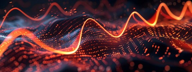 Poster - Dynamic 3D Rendered Heartbeat Graph Depicting Cardiac Rhythm and Vital Signs Over Time