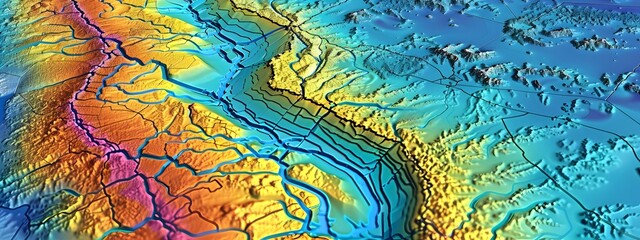 Poster - Vibrant of Geological Fault Lines Formed by Tectonic Plate Movement