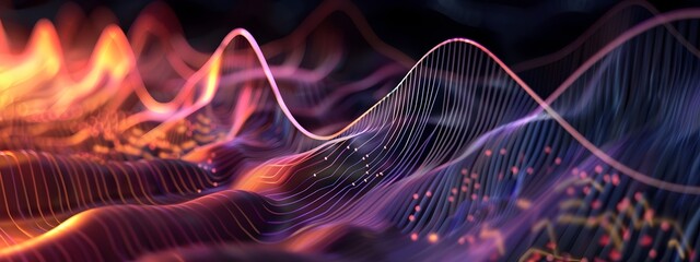 Poster - Heartbeat Graph Depicting Heart Pulse Frequencies Over Time in Abstract Digital Visualization